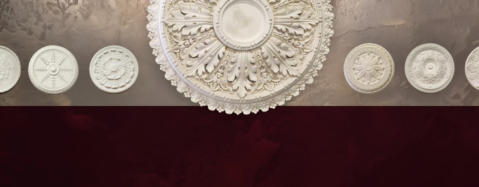 Ceiling Roses with burgundy overlay - Ceiling Roses - Glasgow Cornice Repairs