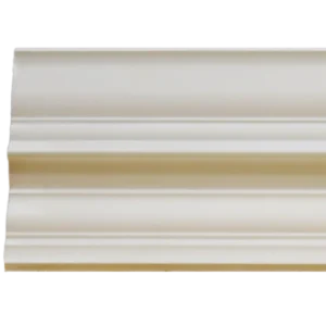 Large decorative white plaster cornice with stepped edges and smooth curves – plaster cornice, Glasgow