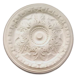 Decorative circular plaster ceiling rose with raised Victorian leaf pattern, plaster ceiling roses, Glasgow