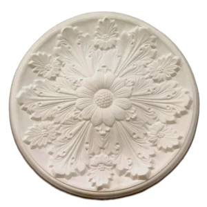 Round plaster ceiling rose with large leaf pattern, plaster ceiling roses, Glasgow