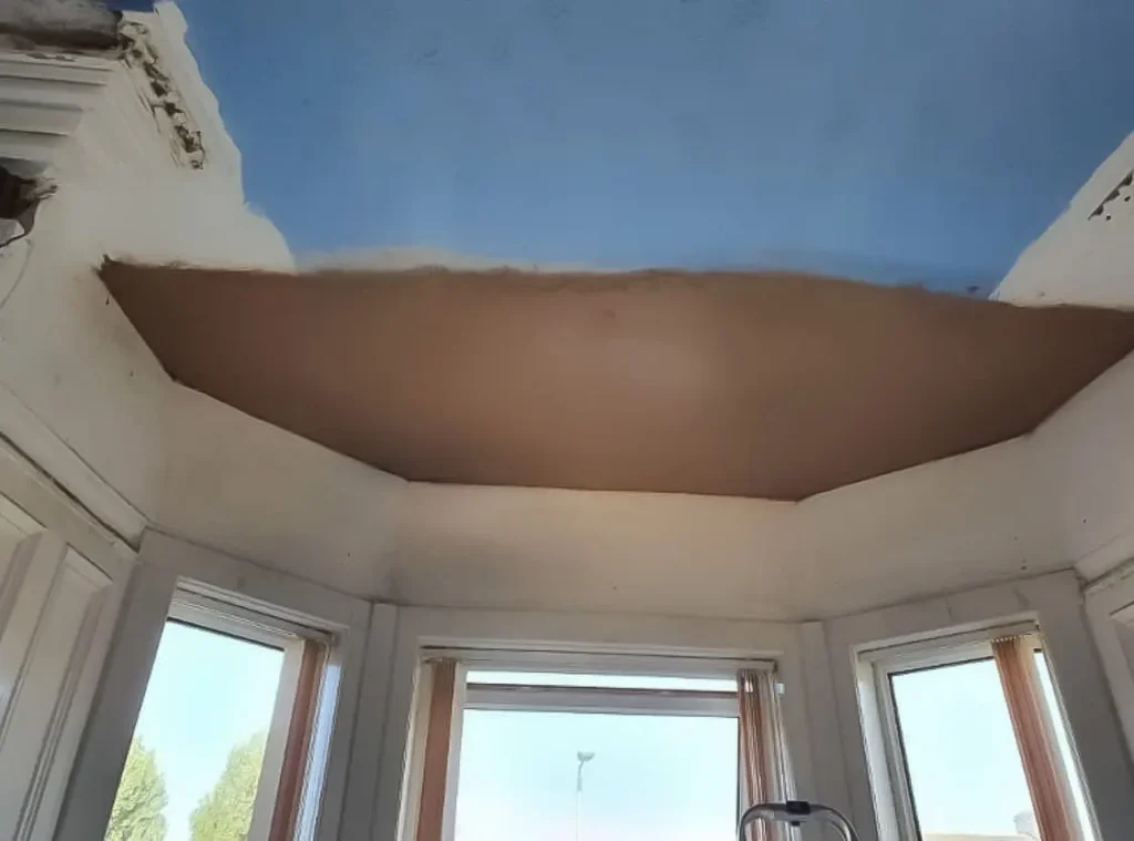 Ceiling repairs underway – lath and plaster ceiling repair Glasgow