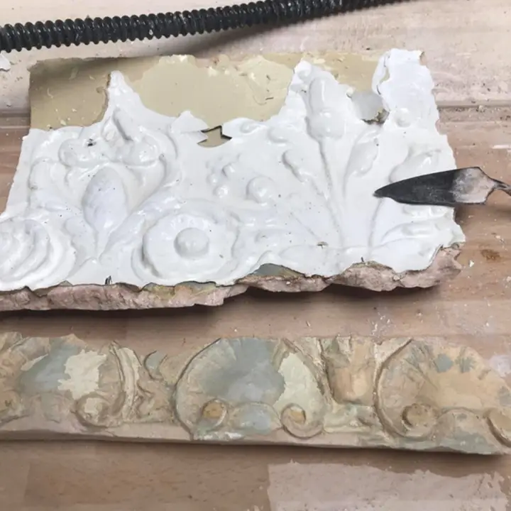 Damaged section of ornate cornice removed for analysis and replication – Cornice repairs – Glasgow
