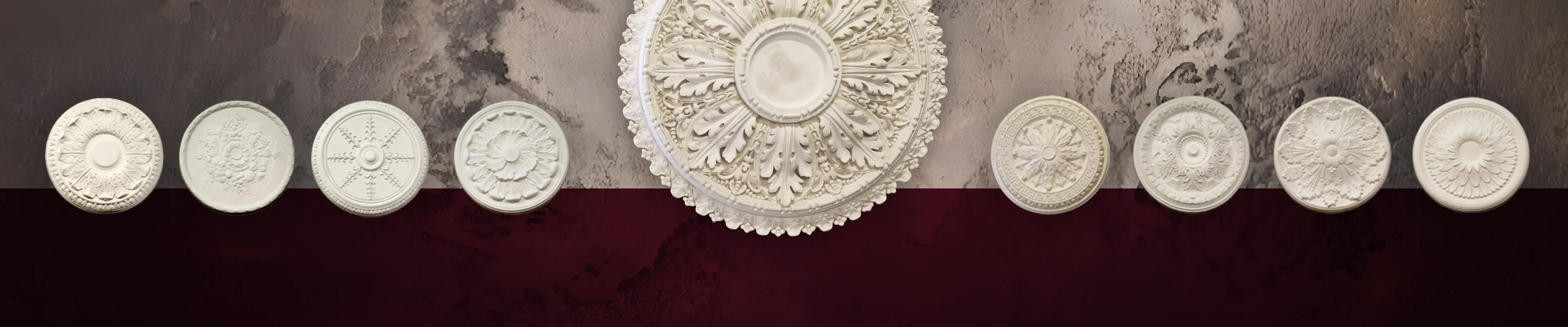 Ceiling Roses with burgundy overlay - Ceiling Roses - Glasgow Cornice Repairs
