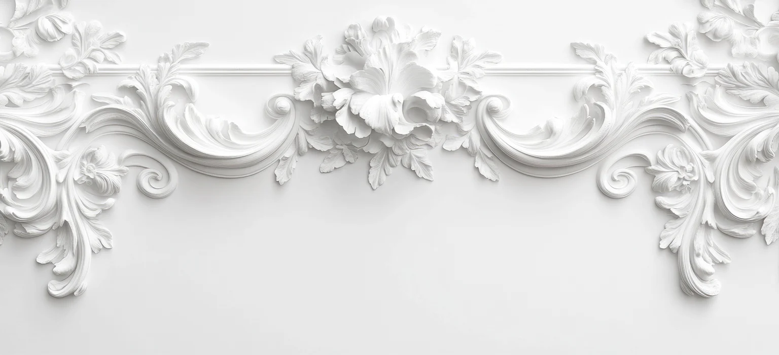 Carved floral plaster cornice with scroll details – ornamental plaster – Classic Design, Glasgow