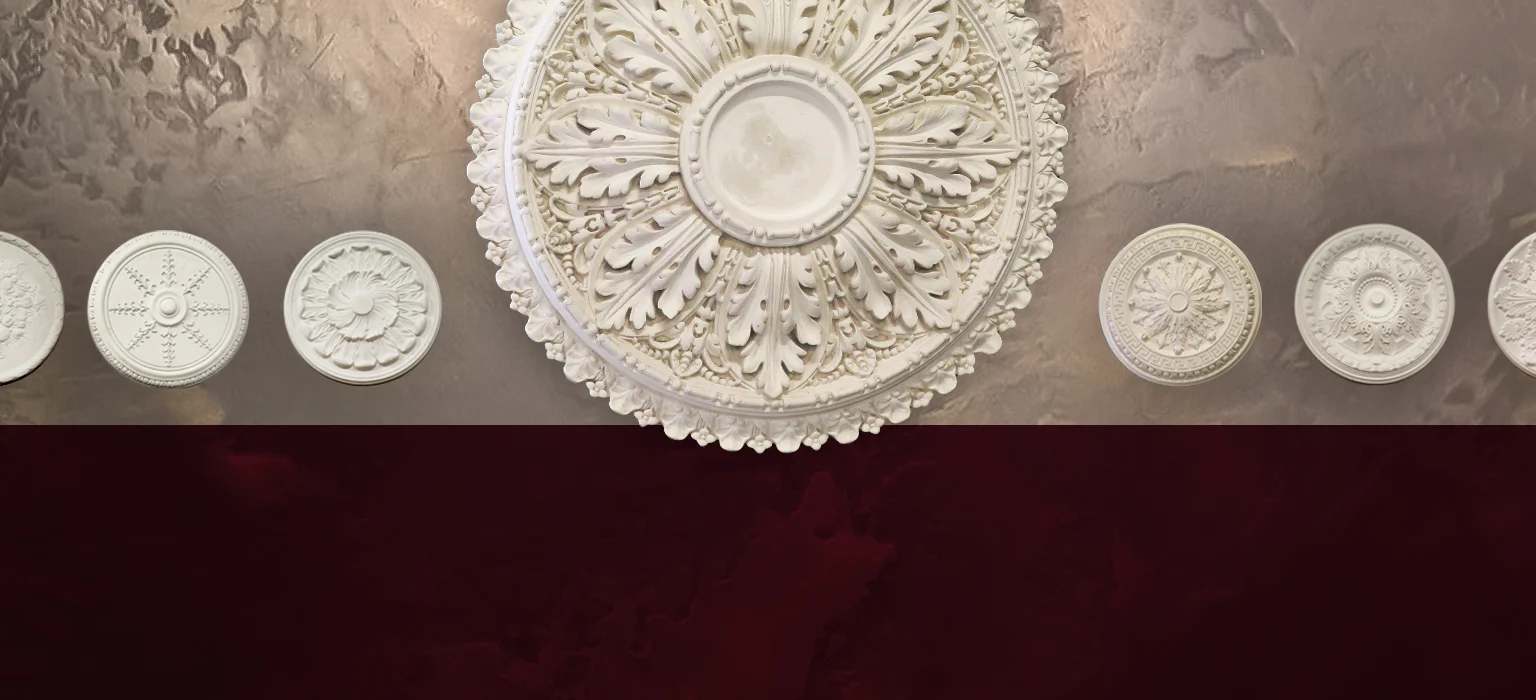 Ceiling Roses with burgundy overlay - Ceiling Roses - Glasgow Cornice Repairs