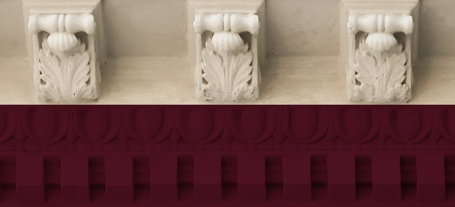 Plaster Cornicing with Burgundy Overlay - Cornicing - Glasgow Cornice Repairs