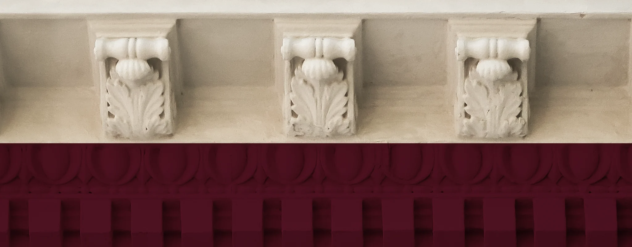 Plaster Cornicing with Burgundy Overlay - Cornicing - Glasgow Cornice Repairs